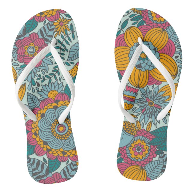 Colourful floral pattern flip flops (Footbed)
