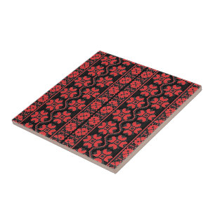 Colourful Floral Pattern - Folk - Choose/add colou Tile