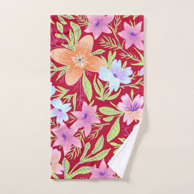 Colourful floral pattern hand towel (Hand Towel)