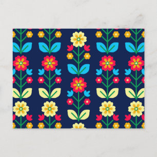 Colourful Floral Pattern Holiday Postcard