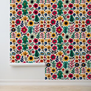 Colourful Floral Pattern Illustration Wallpaper