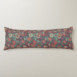 Colourful floral pattern in cartoon style body cushion