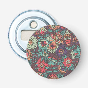 Colourful floral pattern in cartoon style bottle opener