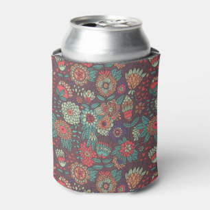Colourful floral pattern in cartoon style can cooler