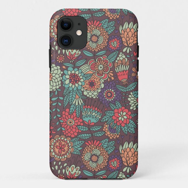 Colourful floral pattern in cartoon style Case-Mate iPhone case (Back)