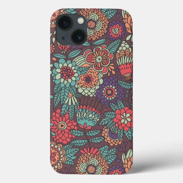 Colourful floral pattern in cartoon style Case-Mate iPhone case (Back)