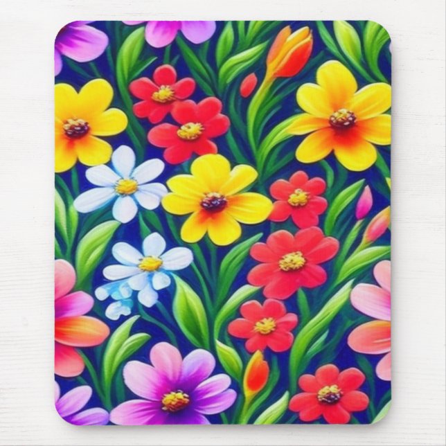 Colourful floral pattern mouse mat (Front)
