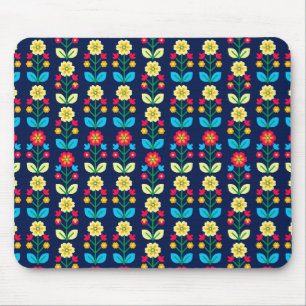 Colourful Floral Pattern Mouse Mat