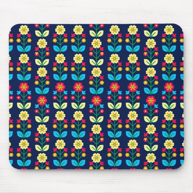 Colourful Floral Pattern Mouse Mat (Front)