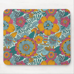 Colourful floral pattern mouse mat