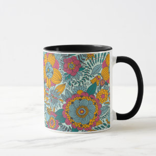 Colourful floral pattern mug