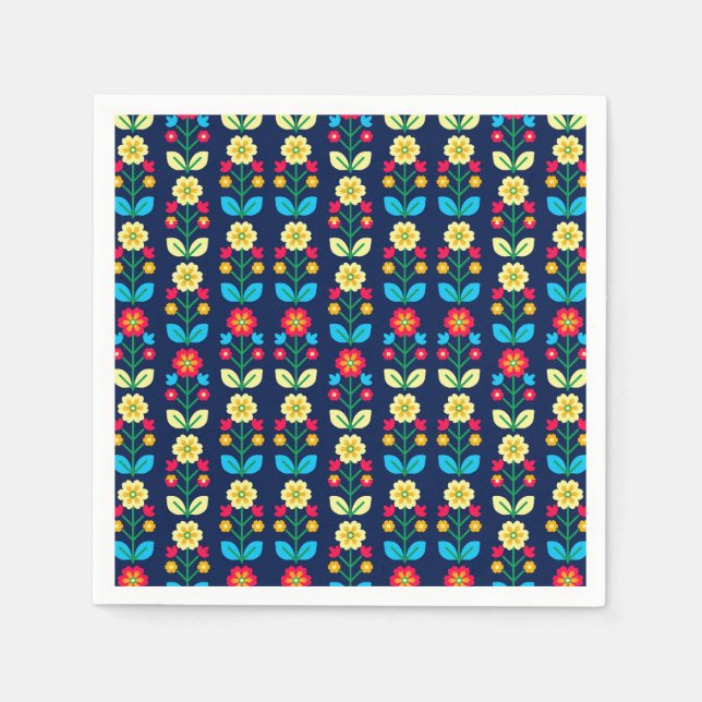 Colourful Floral Pattern Napkin (Front)