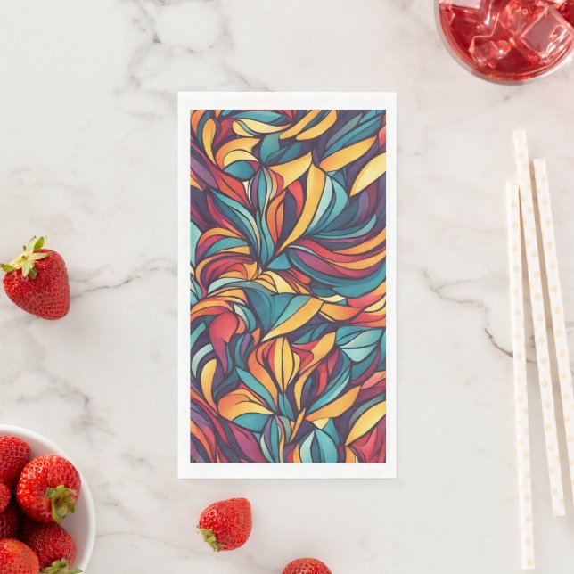 Colourful floral pattern napkin (Insitu)