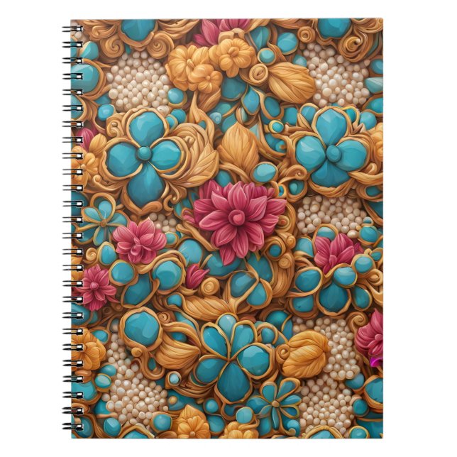 Colourful floral pattern notebook (Front)