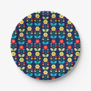 Colourful Floral Pattern Paper Plate