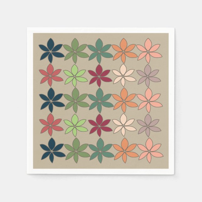 Colourful Floral Pattern Party Napkin (Front)