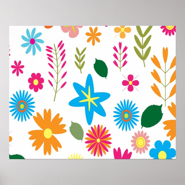 Colourful Floral Pattern Poster (Front)