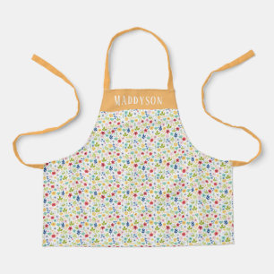 Colourful Floral Pattern Print Apron