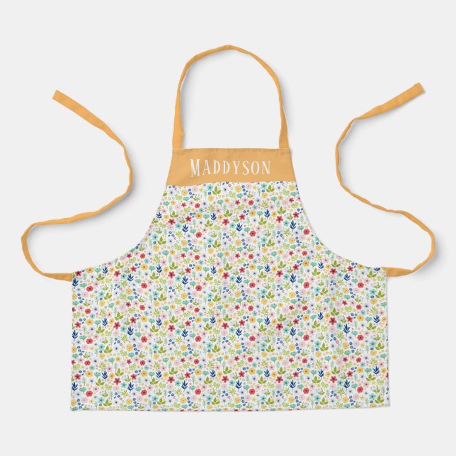 Colourful Floral Pattern Print Apron (Front)