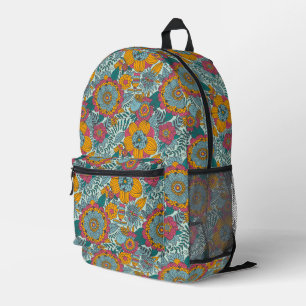 Colourful floral pattern printed backpack