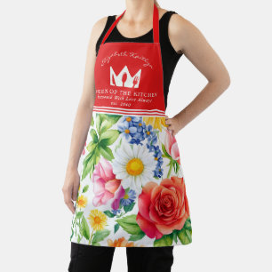 Colourful Floral Pattern Queen of the Kitchen Apron