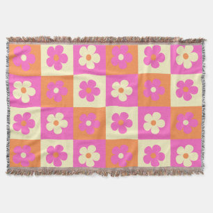 Colourful Floral Pattern Retro BOHO Chic Throw Blanket