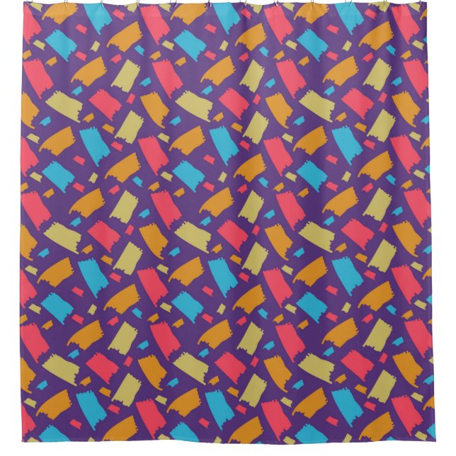 Colourful Floral Pattern Shower Curtain (Front)