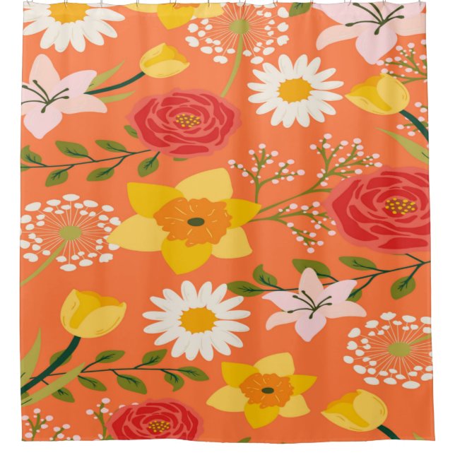 Colourful floral pattern Shower Curtain (Front)