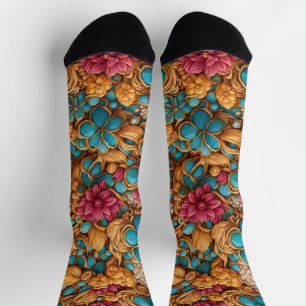 Colourful floral pattern socks