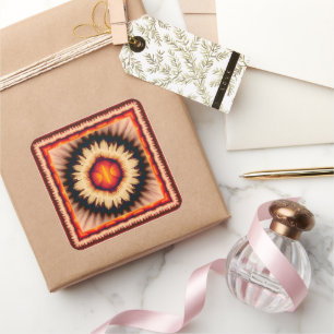 Colourful floral pattern square sticker