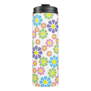 Colourful floral pattern thermal tumbler