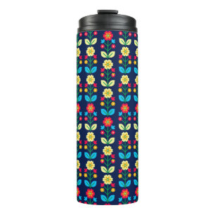 Colourful Floral Pattern Thermal Tumbler