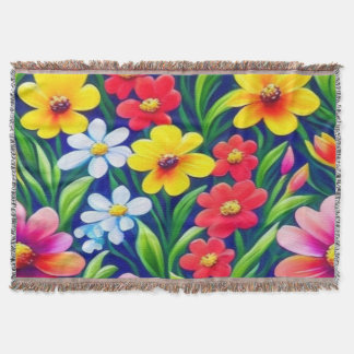 Colourful floral pattern throw blanket
