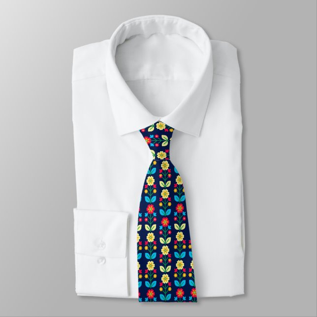 Colourful Floral Pattern Tie (Tied)
