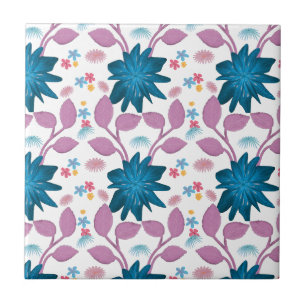 Colourful floral pattern tile