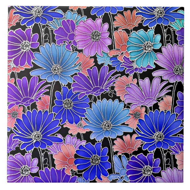 Colourful floral pattern tile (Front)