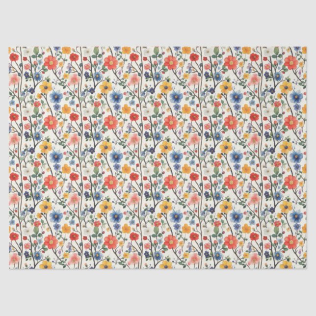 Colourful Floral Pattern Tissue Paper (Front)