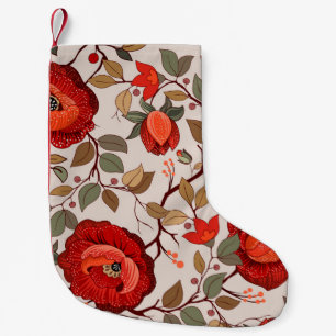 Colourful floral pattern. Wallpaper with big illus Small Christmas Stocking