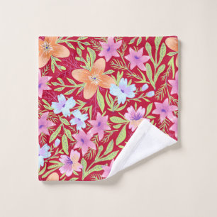 Colourful floral pattern wash cloth