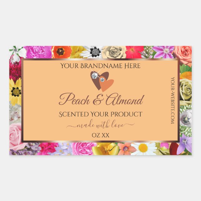 Colourful Floral Peach Product Labels Hearts Jewel (Front)
