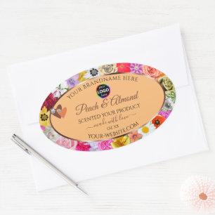 Colourful Floral Peach Product Labels Hearts Logo