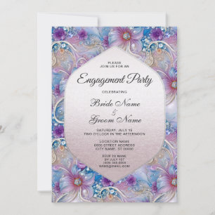 Colourful Floral Pearly Gems Engagement Invitation
