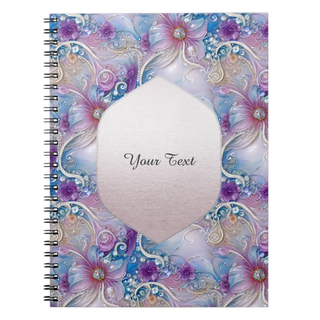 Colourful Floral Pearly Gems Notebook (Front)