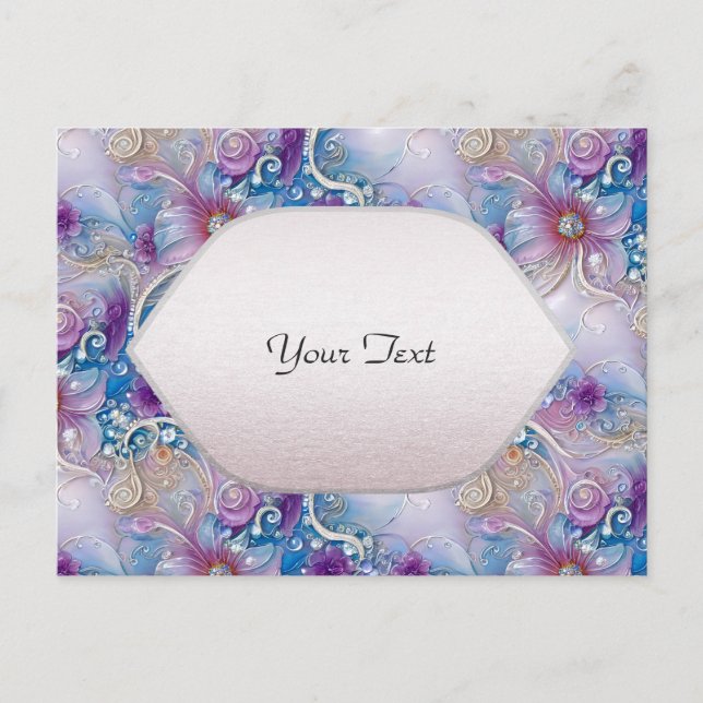 Colourful Floral Pearly Gems Postcard (Front)