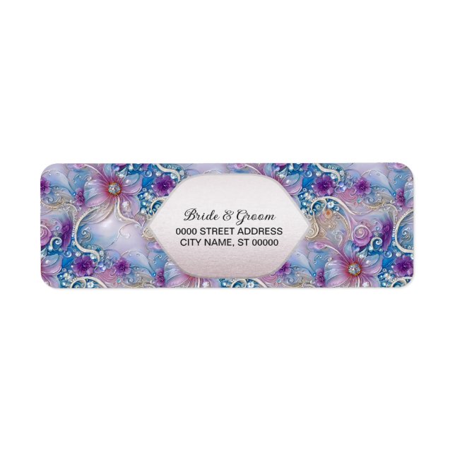 Colourful Floral Pearly Gems Return Address Label (Front)