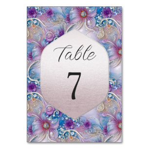 Colourful Floral Pearly Gems Table Number