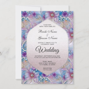 Colourful Floral Pearly Gems Wedding Invitation