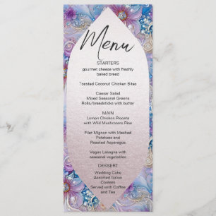 Colourful Floral Pearly Gems Wedding Menu