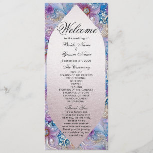 Colourful Floral Pearly Gems Wedding Program Programme