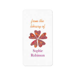 Colourful floral personalised bookplates label